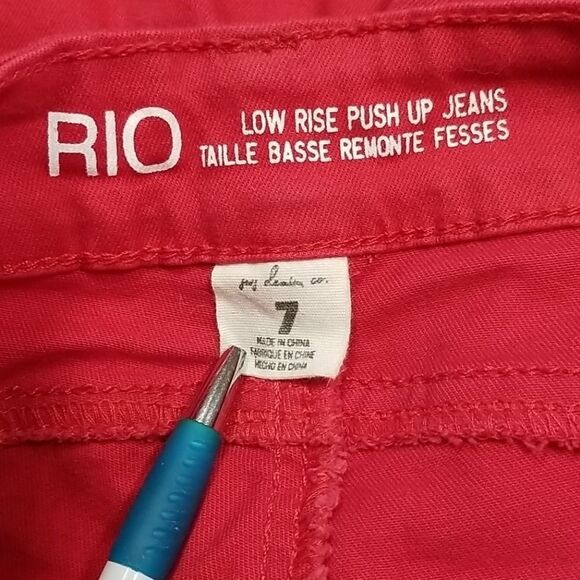 Rio Jeans Women's Size 7 Low Rise Push Up Red Ankle Jeans Your A Total Babe - Picture 7 of 9